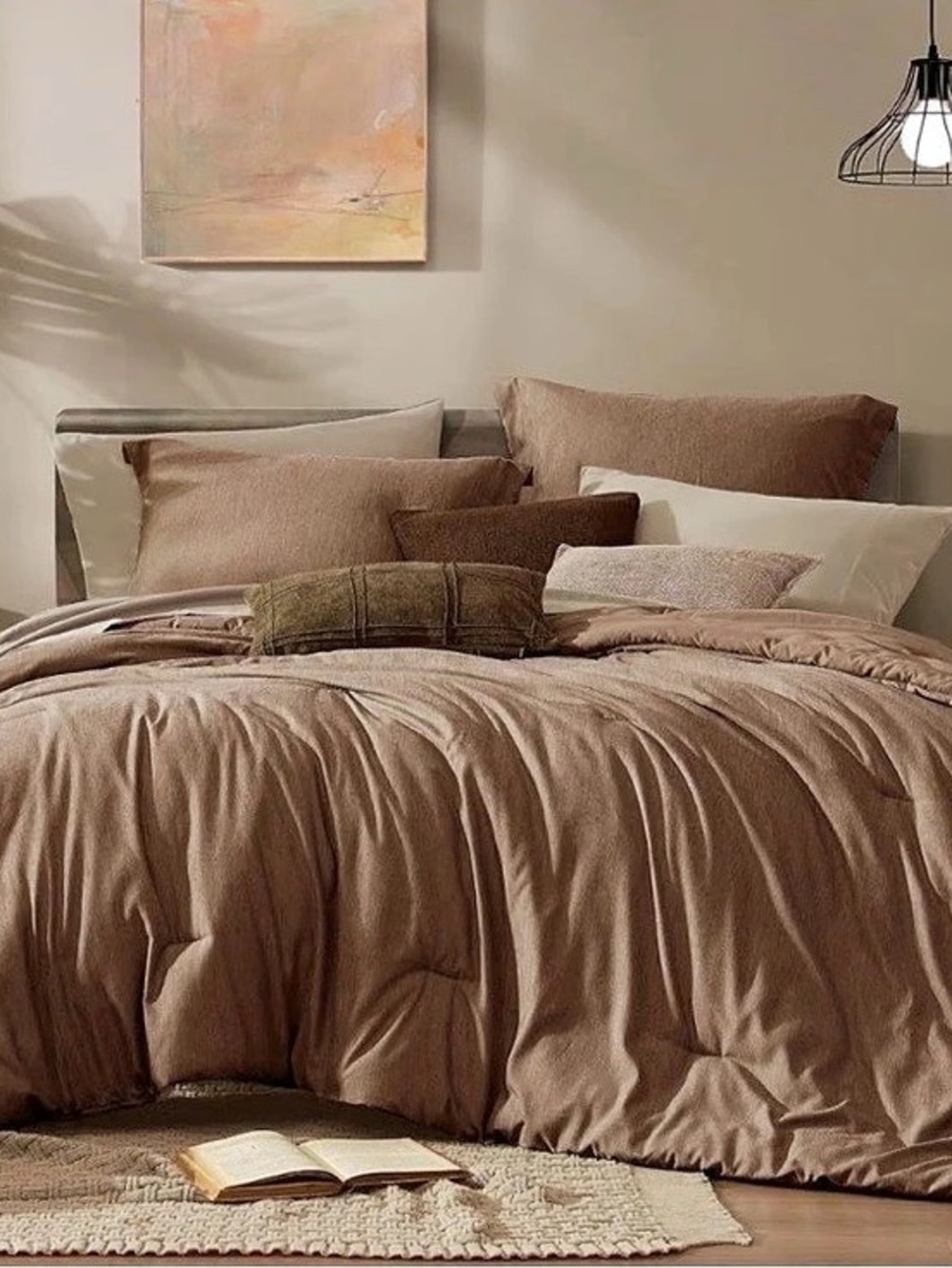 Monbix King Size Comforter Set 7 Pieces Brown King 7-Piece Bedding Set NWT